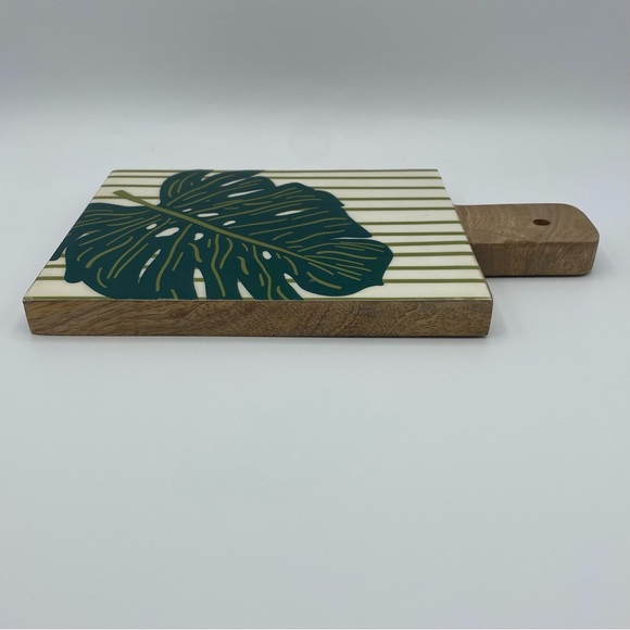 Coton Colors Palm Leaf Serving Tray Small Mango Wood 10 Inches Green Gift Flaws - Picture 4 of 10